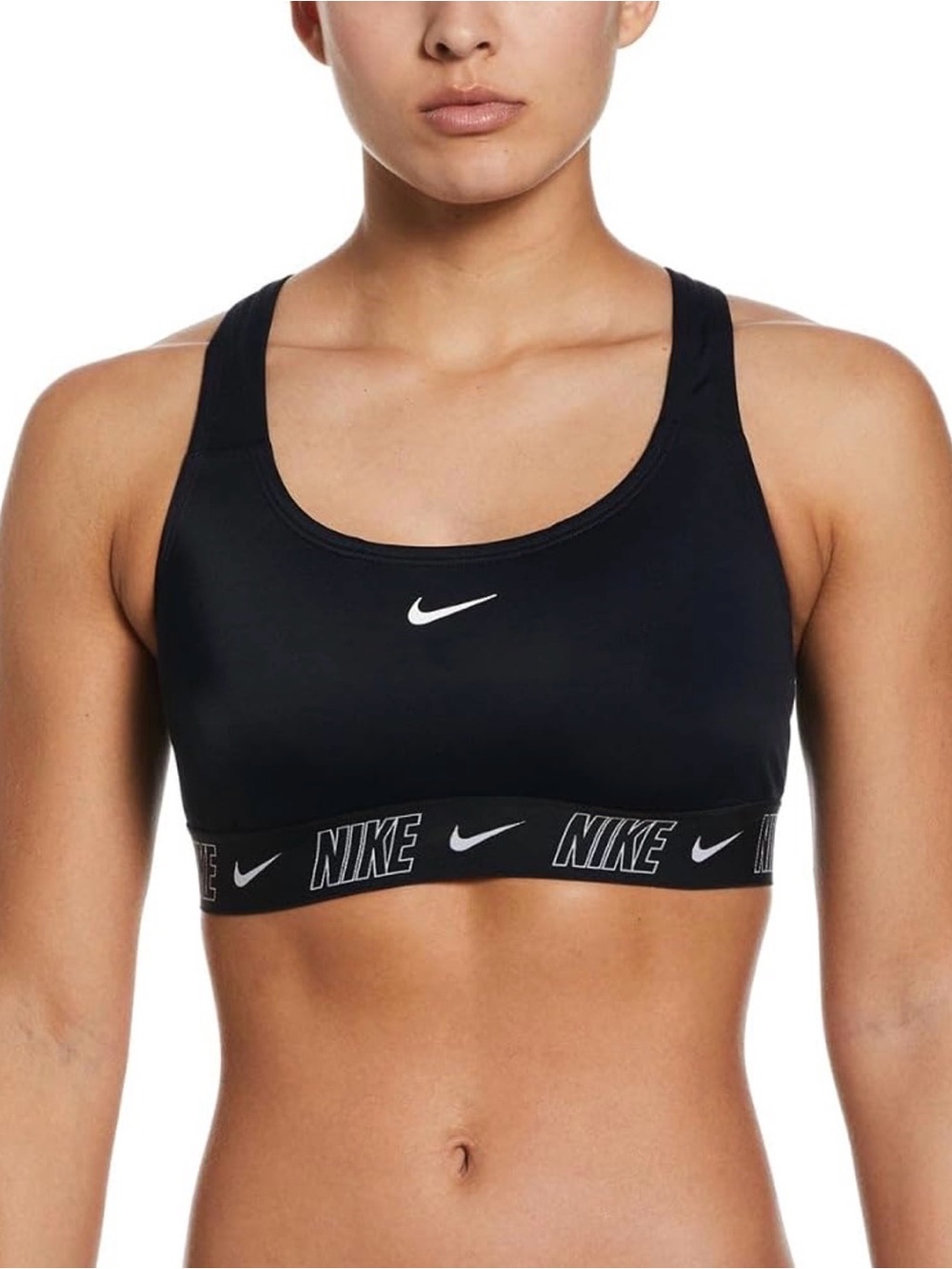 Nike Black & White Logo Racerback Sports Bra